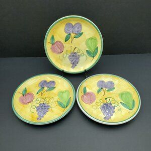 Caleca Frutta Salad Plates Italian Fruit Pattern Apple Grapes Pear Plum Plates